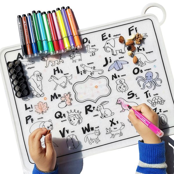 

diy children's graffiti silicone pad high temperature resistant and easy to clean insulation food grade baby auxiliary