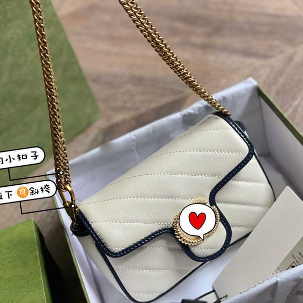 

handbag double g 2021 new marmont white with blue small square twill chain one shoulder diagonal span cowhide [finished on june 22] handbag
