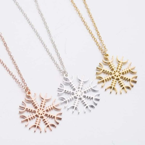 

pendant necklaces necklace women stainless steel fashion chain snowflake rose gold gifts for jewelry on the neck wholesale, Silver