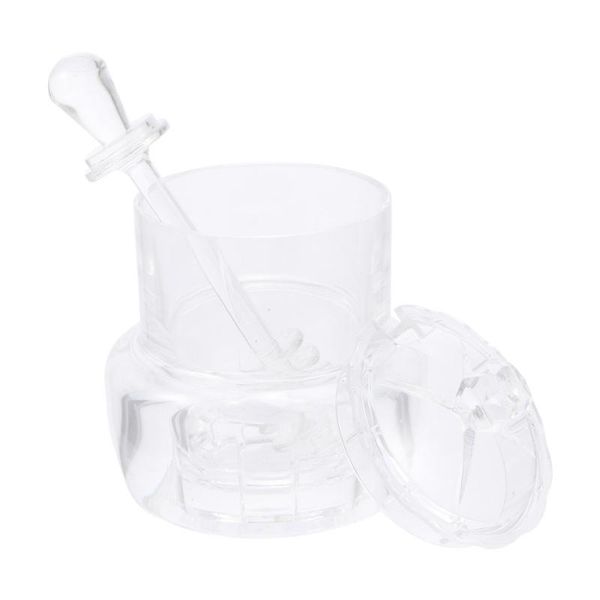 

spoons 1 set honey jar with dipper acrylic pot dispenser lid