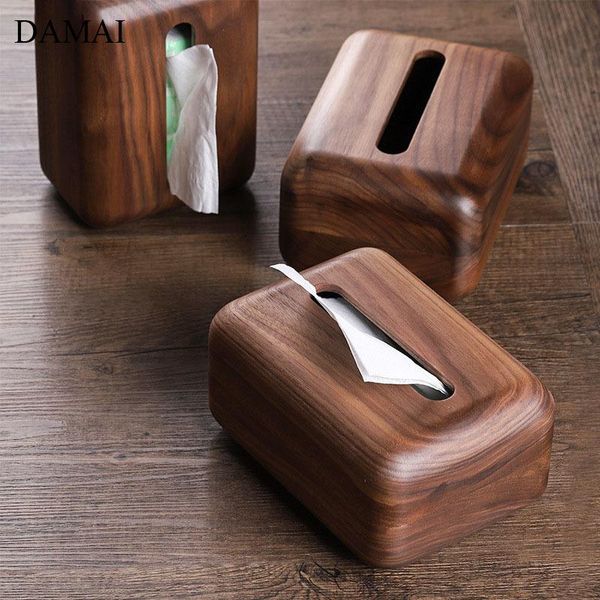 

black walnut tissue box cover japanese simple decorative natural solid wood napkin holder living room deskpaper towel boxes & napkins