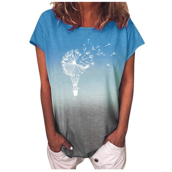 

women's t-shirt summer loose gradient print women 2021 casual o-neck short sleeve tee fashion street 3xl plus size lady clothes, White