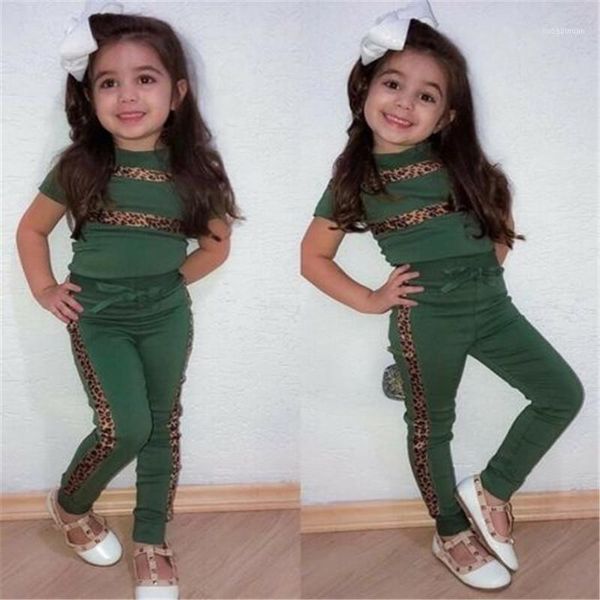 

clothing sets summer toddler baby kids girls clothes short sleeve t-shirt pants trousers outfits 2pcs tracksuit set 1-5 years1, White