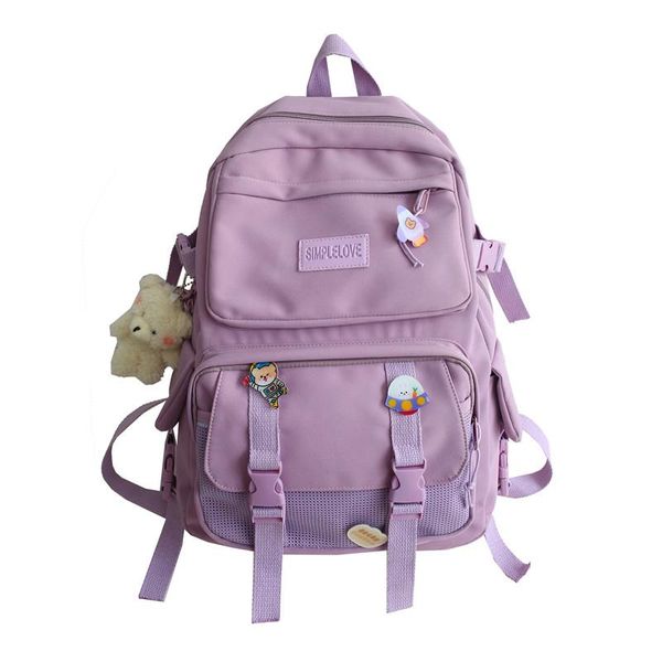 

school luxury nylon fashion bags mesh lapstudent women badge college teenage backpacks buckle girls female cute 2021