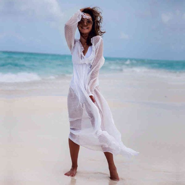 

see through bikini cover-ups white lace tunic summer beach dress elegant women wear swim suit cover up q1096 210420, White;black