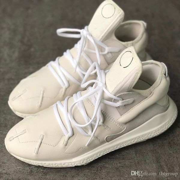 

new y3 kaiwa chunky mens designer sneakers genuine leather calfskin trainers luxury low casual shoes 28 color big size 35-45, Black