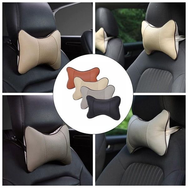 

seat cushions 1 pc car pillow headrest pu leather breathable automobile pillows driving head neck rest pad interior