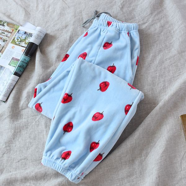 

women's pants & capris fdfklak flannel pants women's sleep pajama winter warm home wear casual long pant pyjama 5 styles thick tro, Black;white