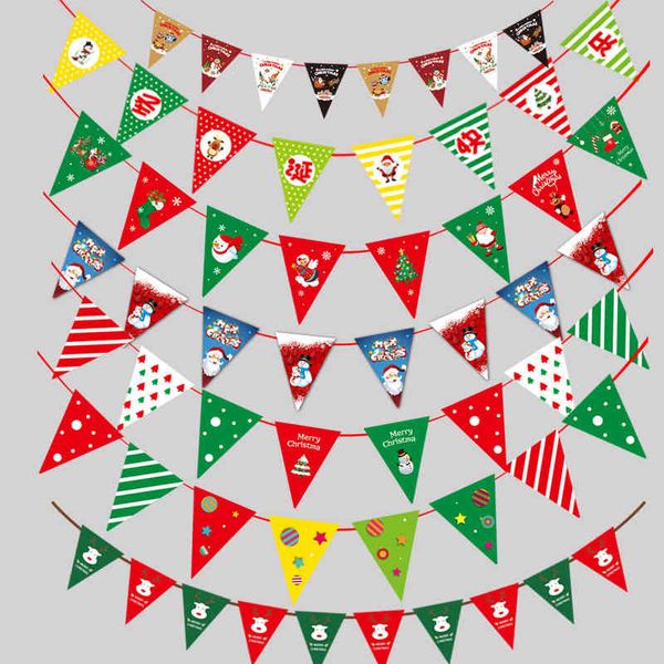 

festive atmosphere layout flag pulling santa hanging flag decoration mall paper creative triangular flag pulling