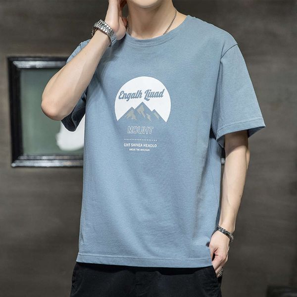 

summer short sleeve t-shirt men's cotton 2021 round neck fashion korean loose base shirt, White;black