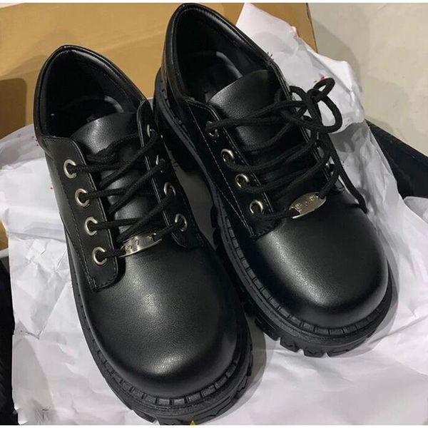

dress shoes 2021 black women fashion lace up women's platform shoe ladies comfortable pu leather sneakers female thick bottom footwear