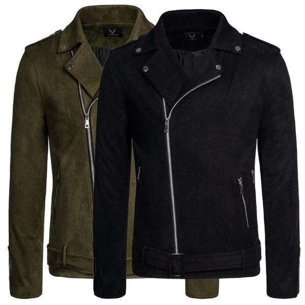 

men's jackets fall 2021 style diagonal zipper lapel jacket casual fashion men punk, Black;brown