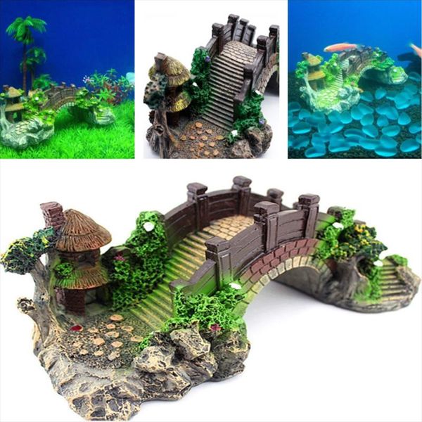 

decorations 1pc aquarium fish tank artificial bridge resin ornament cave decoration accessories