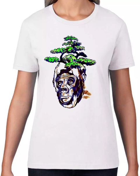 

ape tree graphic art design essential t-shirt..., White;black