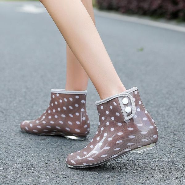 

woman rain boot 2021 women print jelly wedge ankle boots women's waterproof high shoe ladies footwear female fashion shoes, Black