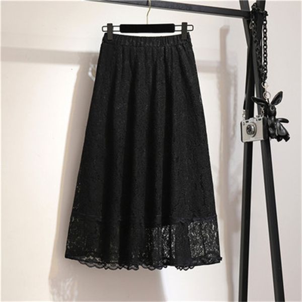 

skirts fdfklak lace yarn skirt long spring summer skirt women korean pleated mesh yarn students skirts a line lace fairy skirts 0vr8, Black