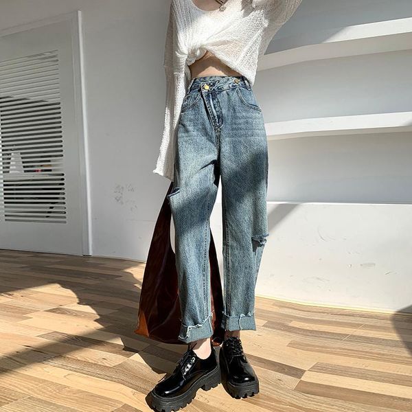 

women's jeans real s ripped for women 2021 autumn, Blue