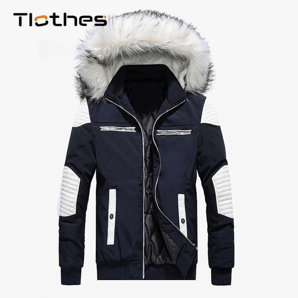 

men's down & parkas autumn winter jacket men fur hooded multi-pocket mens warm thick puffer clothing coats for outwear casual, Black