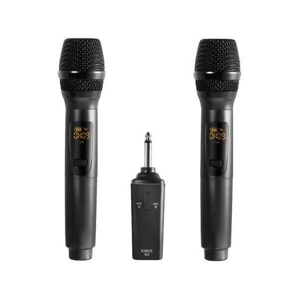 

microphones mic receiver wireless portable 10 channel audio rechargeable usb led ktv k song conference 50 feet