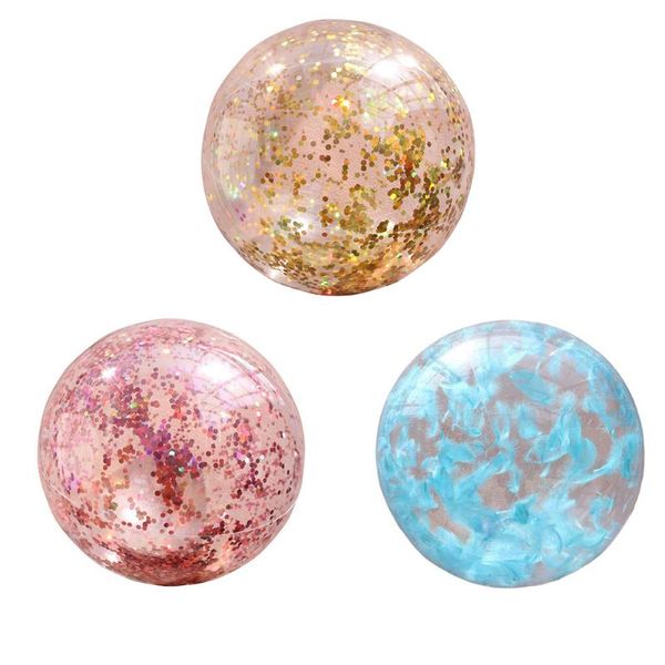 

pool & accessories 40/60cm inflatable beach ball glitter confetti party favors toys for kids adults pvc summer water sports fun toy
