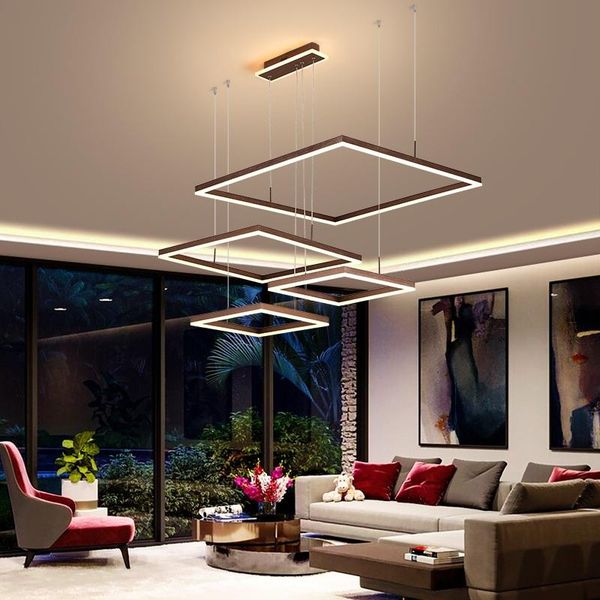 

pendant lamps square aluminum + acrylic led chandeliers living room dining bedroom study chandelier commercial & office lighting