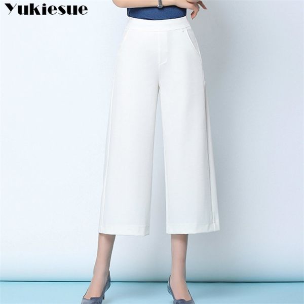 streetwear pantaloni da lavoro bianchi da donna estivi donna capris gamba larga a vita alta per donna pantaloni donna Taglie forti 5xl 6xl 210915