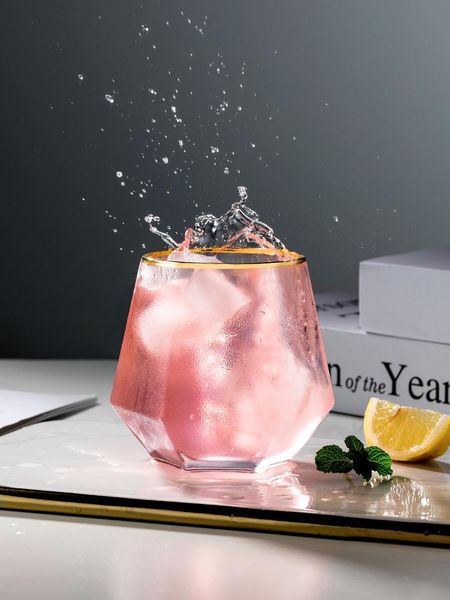 

glass mugs 280ml transparent diamond cups beer coffee juice water cup for household wine glasses