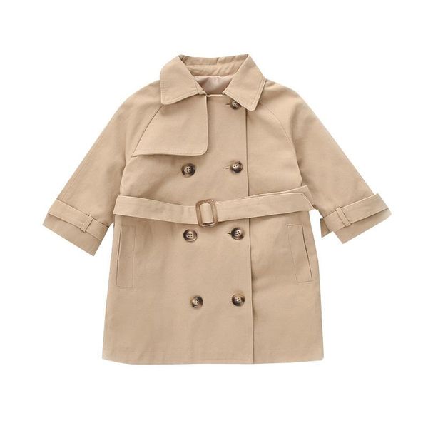 

coat spring/autumn fashion kids girl long double breasted trench coats baby outerwear children clothing england style windbreaker, Blue;gray