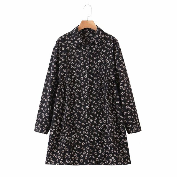 

pwud casual woman oversized black soft floral dress spring fashion ladies loose printed es female elegant a-line 210515, Black;gray