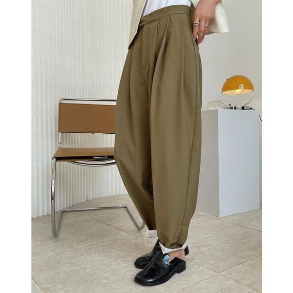 

men's pants style, simple and fashionable design, high-waist radish trousers, loose thin, wide-leg rolled trousers men jeans, Black