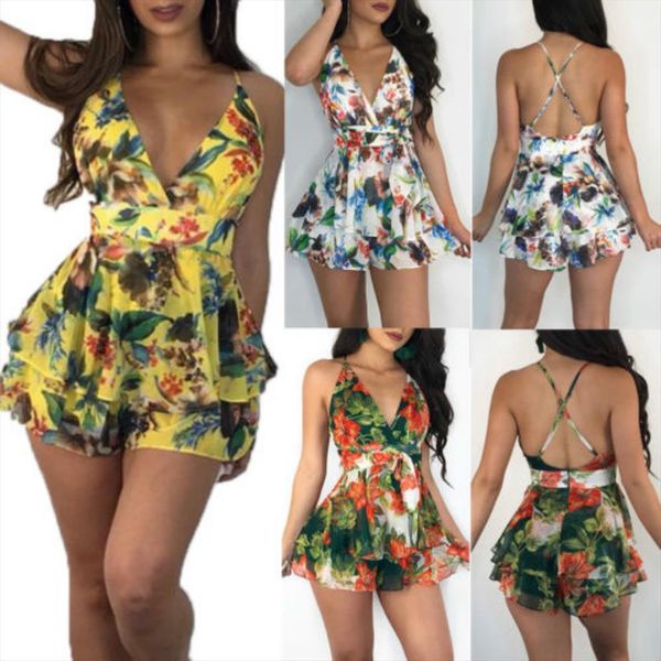 

summer camisole sleeveless print blackless womens romper beach clubwear bodycon playsuit, Black;white