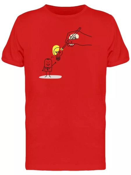 

hand drawing light bulb and man men's tee -image by shutterstock, White;black