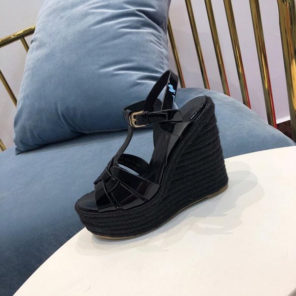 

sandals prowow summer leather women designer wedges platform heels shoes, Black