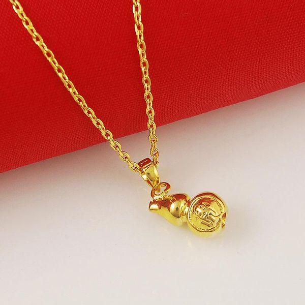 

pendant necklaces 24k gold filled solid gourd necklace chains link female accessories fashion jewelry 2021, Silver