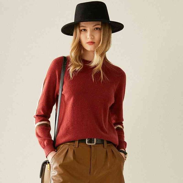 

women's two piece pants autumn and winter fashion cashmere sweater 100% pure all-match pullover k4ma, White