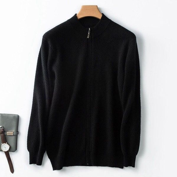 

men's sweaters spring thickened cashmere sweater casual cardigan knit base loose zipper jacket, White;black