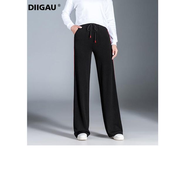 

women's pants & capris diigau autumn and winter relaxed high-waisted casual trousers hang down feeling wide leg female, Black;white