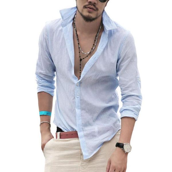 

men's casual shirts men shirt loose blouse office solid colour long sleeve summer 2021 for, White;black