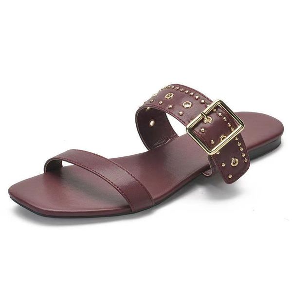 

sandals 2021 winered women summer fashion female buckle ladies zapatillas casa mujer sapatos femininos qusv, Black
