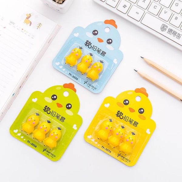 

pcs/pack kawaii cartoon carrot frog chick pencil caps protection cap extender pen grip stationery student painting pencils