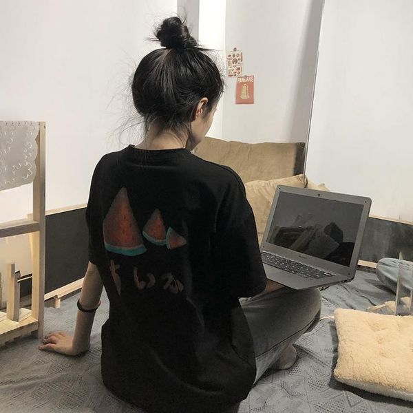 

women's t-shirt ytx847 2021 back watermelon print short-sleeved summer tide, White