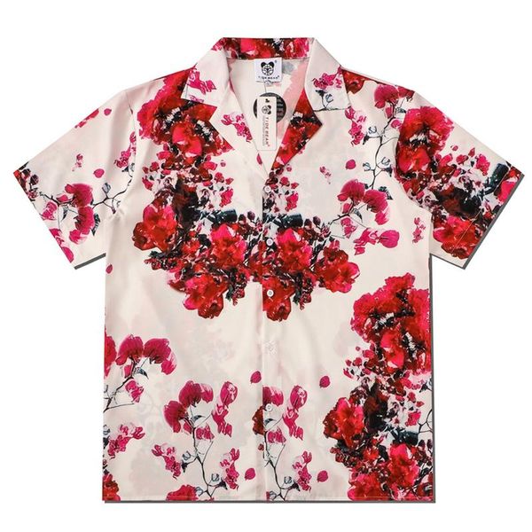 

men's casual shirts mens womens vintage hawaiian beach harajuku floral printed shirt hip hop streetwear holiday tropical, White;black