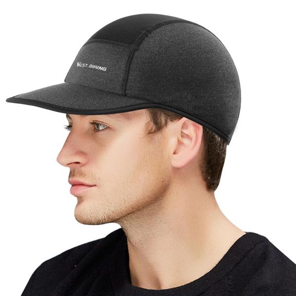 

ice silk cap outdoor summer uv400 sunscreen bicycle cycling breathable helmet hat men sports with brim caps & masks, Black