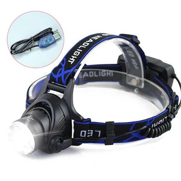 

headlight usb rechargeable t6 led headlamp 3 modes for camping hiking outdoors adjustable focus super bright bike lights