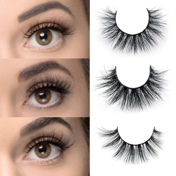 

three pairs of mink hair false eyelashes long cross-cut for makeup tools1