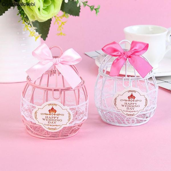 

gift wrap 10pcs european creative iron romantic white/pink bird cage wedding candy box favor and gifts decor