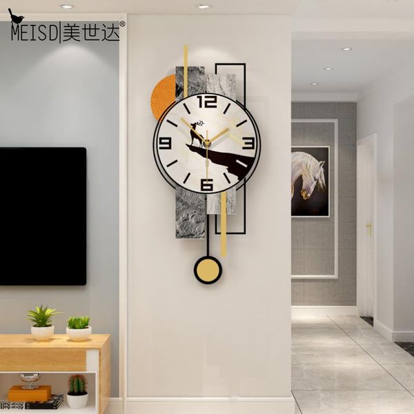 

wall clocks modern design pendulum clock art decorative quartz watch silent home living room creative big horloge