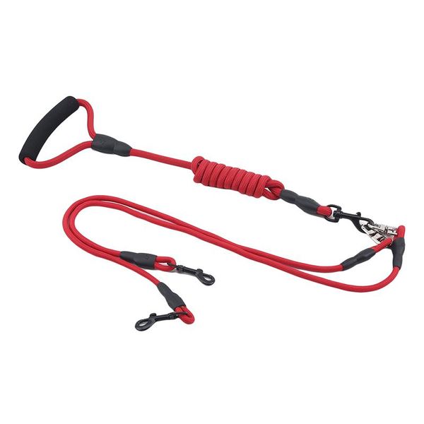 

single rope color dog leash one drag two small dogs teddy double-headed nylon removable pet collars & leashes