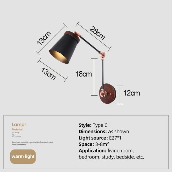 

wall lamp retro led indoor up and down wooden bedroom living room corridor creative decorative lighting