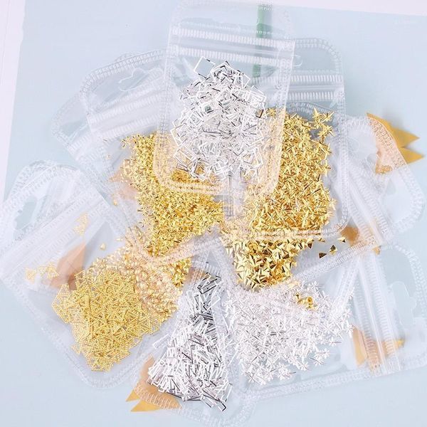 

bag 200-500pcs gold sliver circle line nail studs parts decoration star moon art salon1, Silver;gold